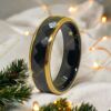 Malabo fekete kerámia karikagyűrű aranyozott 52-es