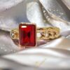 Cicell Gold Filled kristályköves gyűrű piros állítható méret 58-63
