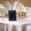 Cicell Gold Filled kristályköves gyűrű kék állítható méret 52-57