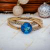Petra antiallergén Gold Filled türkiz kék köves gyűrű 52-es