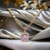 Grace antiallergén Gold Filled nyaklánc rózsaszín köves medállal 45cm