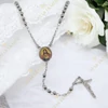 Jézusos 18K White Gold Filled antiallergén rózsafűzér