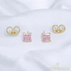 Shaila 14K GF. antiallergén kocka  fülbevaló pink