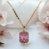 Ofelia Gold Filled, antiallergén pink köves nyaklánc 50cm