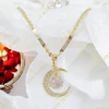 Valentina 14K GF. antiallergén hold medálos nyaklánc 45cm rózsaszín