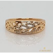 Levél Gold Filled  Gyűrű  fehér 62-es