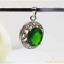Silver Plated zöld köves medál
