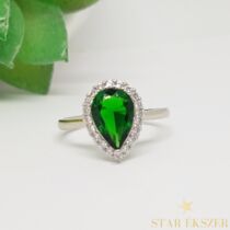 Mette White Gold Filled Gyűrű zöld kővel 62-es