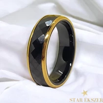 Malabo fekete kerámia karikagyűrű aranyozott 52-es