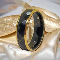 Malabo fekete kerámia karikagyűrű aranyozott 52-es