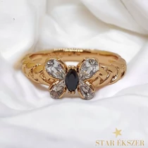 Pillangós antiallergén Gold Filled köves gyűrű 54-es