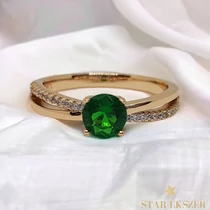 Cecile antiallergén Gold Filled zöld köves gyűrű 52-es