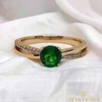 Cecile antiallergén Gold Filled zöld köves gyűrű 52-es