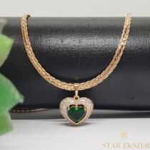 Bodil Gold Filled szív medálos nyaklánc 50cm Zöld