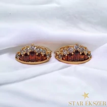 Barbi Gold Filled antiallergén koronás kislány fülbevaló piros