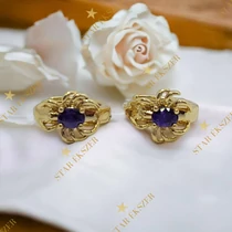 Spider 14K Gold Filled antiallergén kislány fülbevaló lila