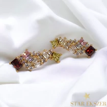 Giselle Gold Filled antiallergén köves fülbevaló piros