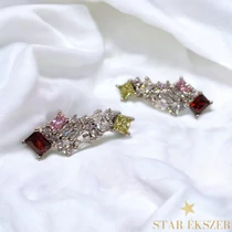 Giselle White Gold Filled antiallergén köves fülbevaló piros