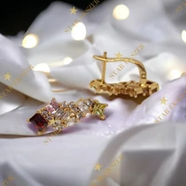 Giselle Gold Filled antiallergén köves fülbevaló piros