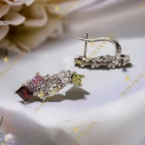 Giselle White Gold Filled antiallergén köves fülbevaló piros