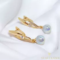 Suzette Gold Filled antiallergén kék gyöngyös fülbevaló