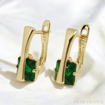 Camille 14K Gold Filled antiallergén fülbevaló zöld