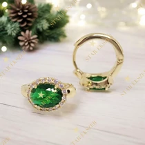 Rana 14K Gold Filled antiallergén fülbevaló zöld