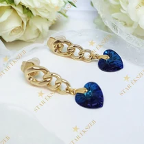 Noemi 14K Gold Filled antiallergén szíves fülbevaló kék