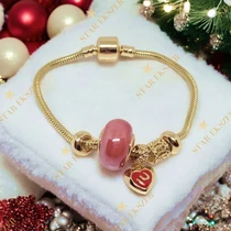 Pandi 14K Gold Filled antiallergén szíves karkötő 17cm 