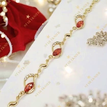 Donna 14K Gold Filled antiallergén köves karkötő piros 16/19cm 