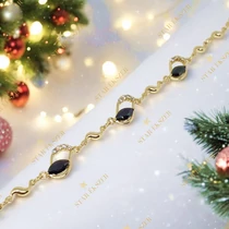 Donna 14K Gold Filled antiallergén köves karkötő fekete 16/19cm 