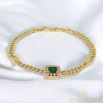 Sára 14K Gold Filled antiallergén karkötő 17/19cm zöld