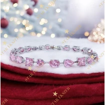 Amora White Gold Filled antiallergén karkötő 16/18cm pink 