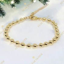 Leuven 14K Gold Filled antiallergén gyöngyös karkötő 22cm 