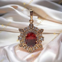 Naria Gold Filled antiallergén piros köves medál