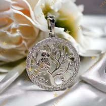 Baglyos Antiallergén White Gold Filled Életfa medál 