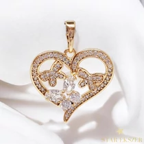 Pillangós szív Gold Filled antillergén medál fehér