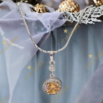 Emma White Gold Filled antiallergén medálos nyaklánc 50cm pezsgő