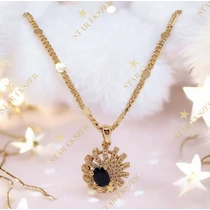 Rozetta 18K Gold Filled antiallergén medálos nyaklánc 45cm fekete