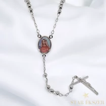 Máriás 18K White Gold Filled antiallergén rózsafűzér