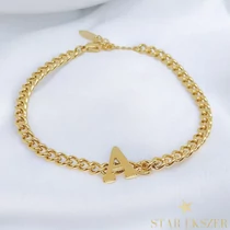 "A" betűs aranyozott nemesacél karkötő