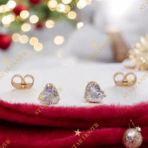 Abigel 18K GF. antiallergén szíves fülbevaló clear