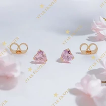 Abigel 18K GF. antiallergén szíves fülbevaló pink