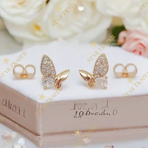 Dita 18K GF. antiallergén pillangós fülbevaló clear