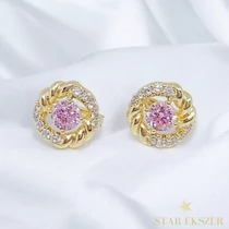 Maira 14K GF. antiallergén virág fülbevaló pink