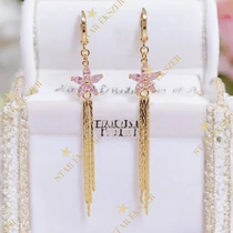 Miriam 18K GF. antiallergén virágos fülbevaló pink