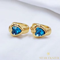 Zorel 14K antiallergén szíves fülbevaló kék