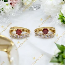 Dalma 14K antiallergén fülbevaló piros