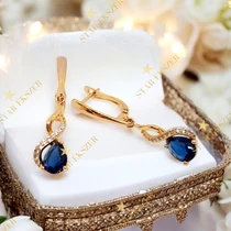 Braga 18K GF. antiallergén köves fülbevaló kék
