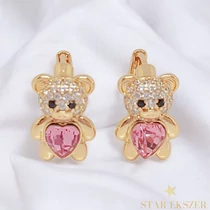 Maci 18K GF. antiallergén sw köves fülbevaló pink